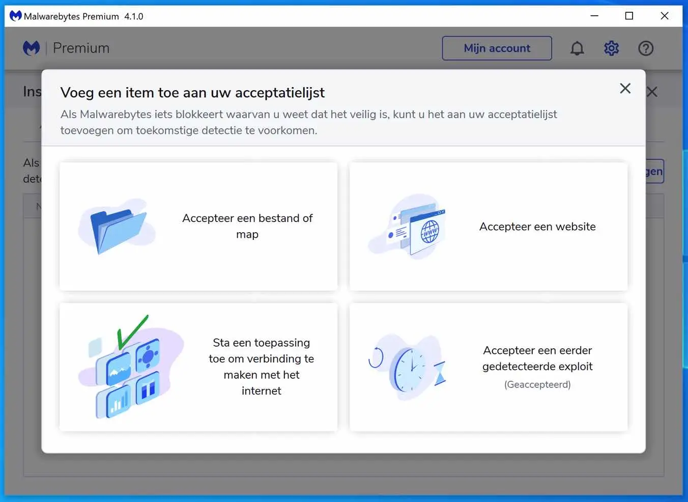 malwarebytes acceptatielijst