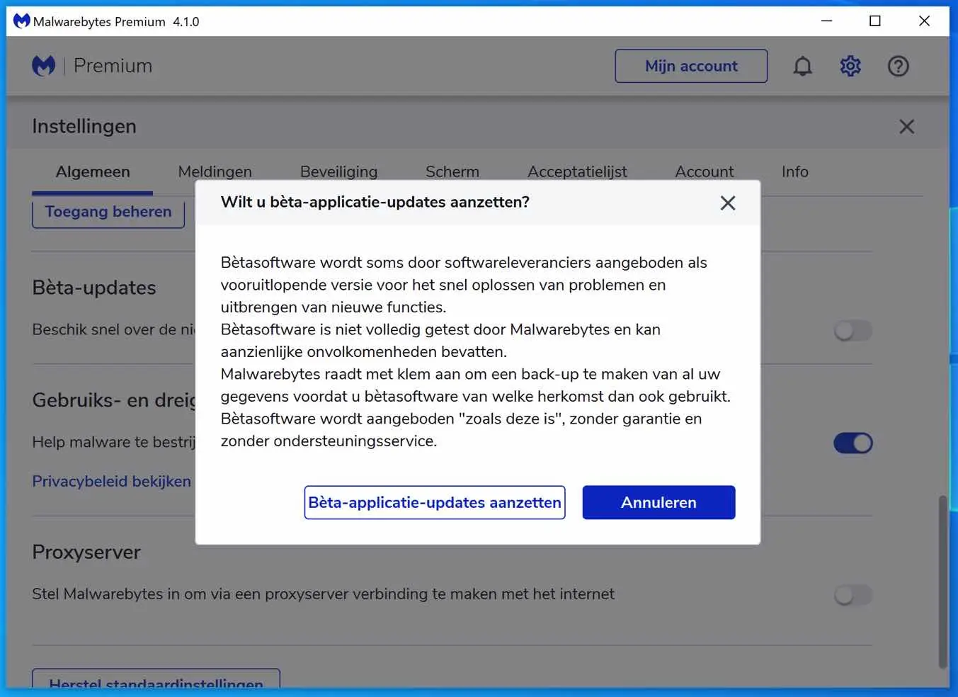 malwarebytes beta updates ontvangen