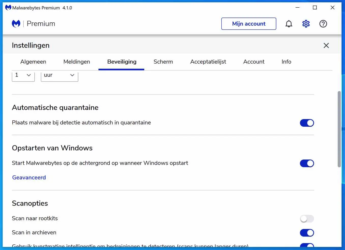 malwarebytes opstarten van windows
