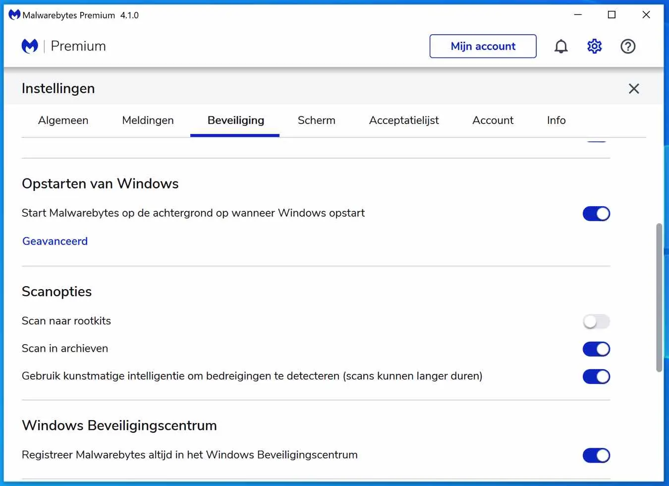 malwarebytes scannen naar rootkits