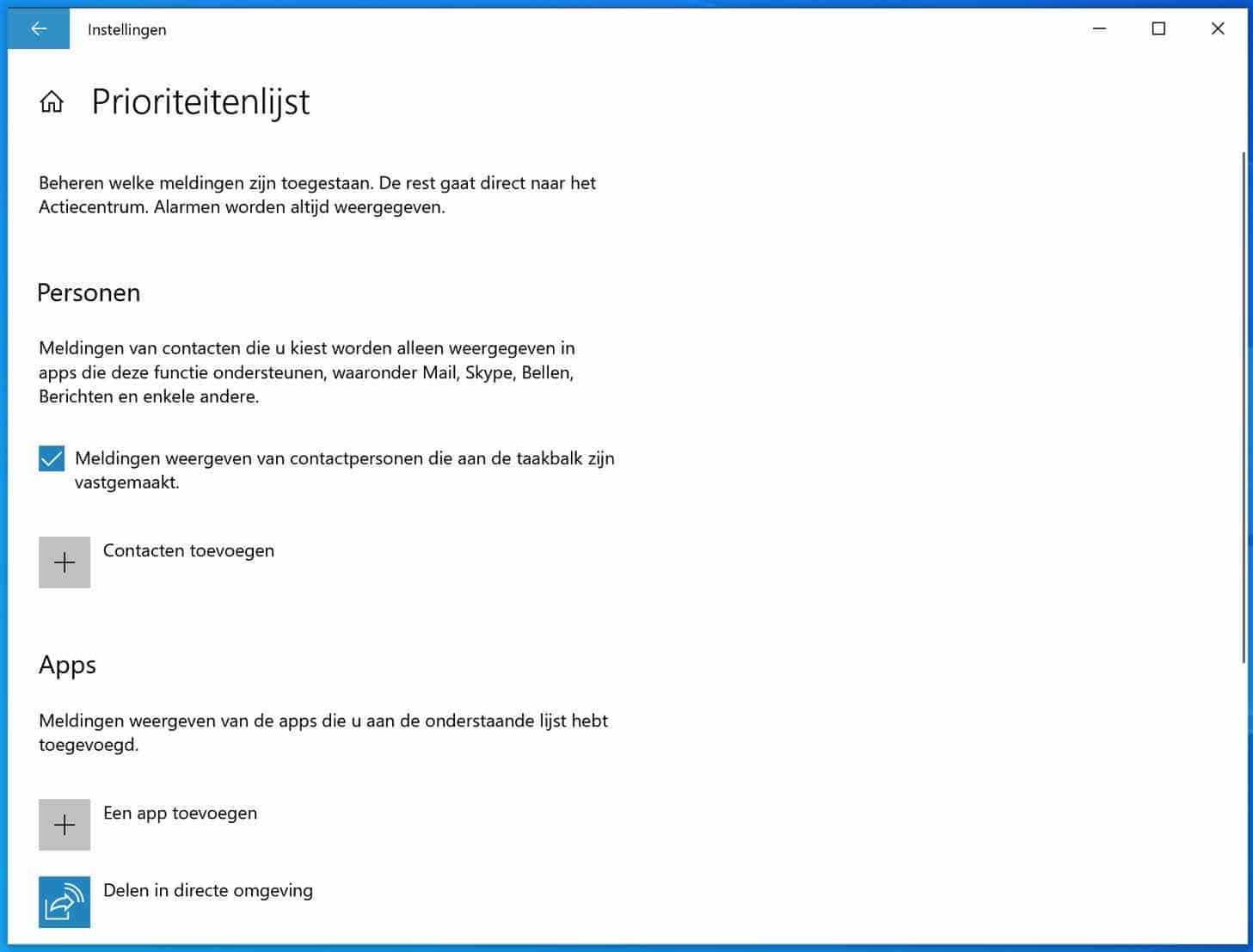 prioriteitenlijst instellen windows 10