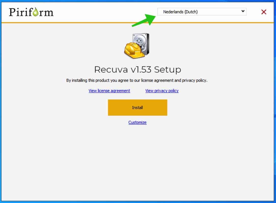 recuva installatie