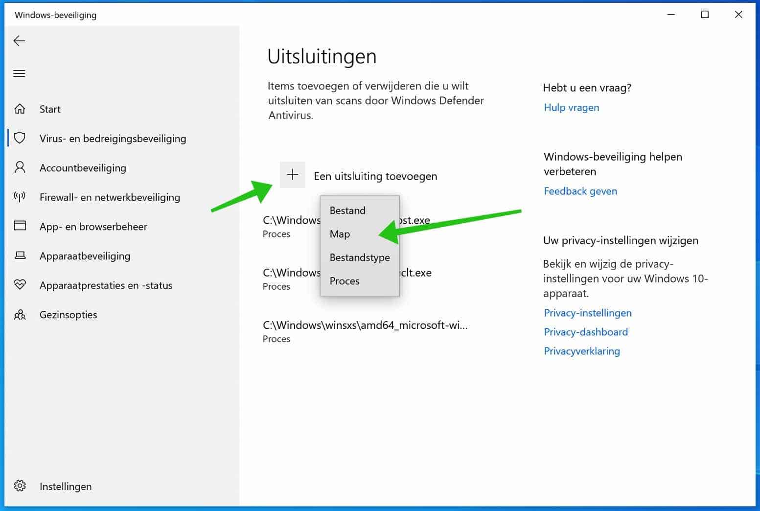 excluir arquivo do Windows Defender da verificação