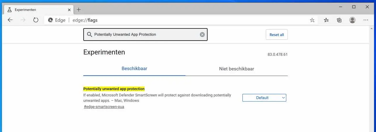 Potentially Unwanted App bescherming in Edge