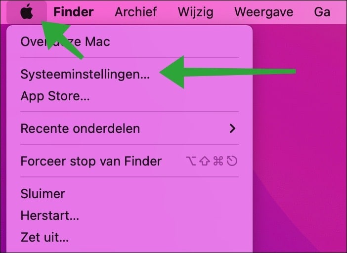 Systeeminstellingen openen Mac