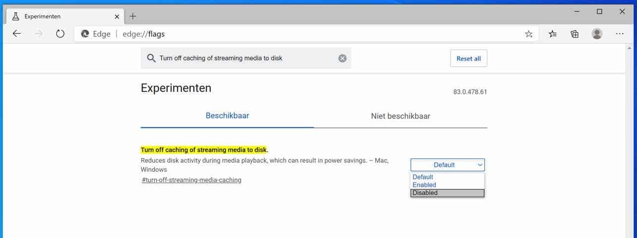 Turn off caching of streaming media to disk