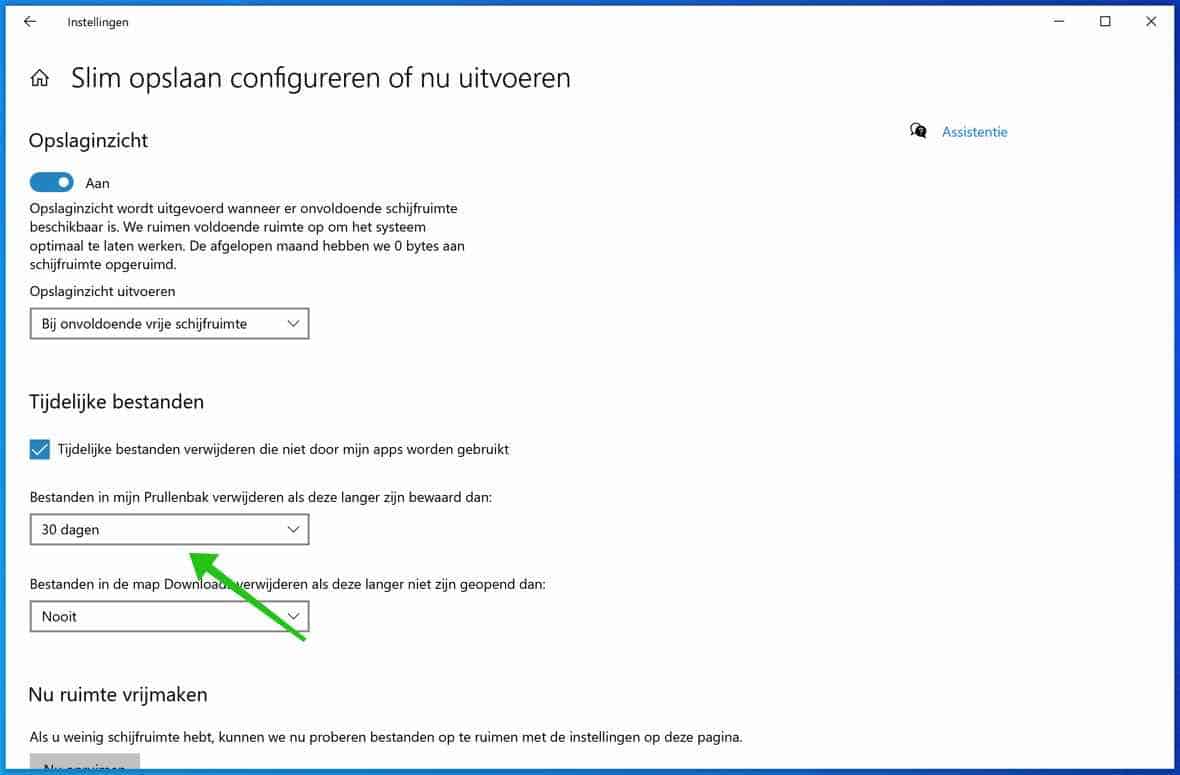 limpar automaticamente os arquivos da lixeira