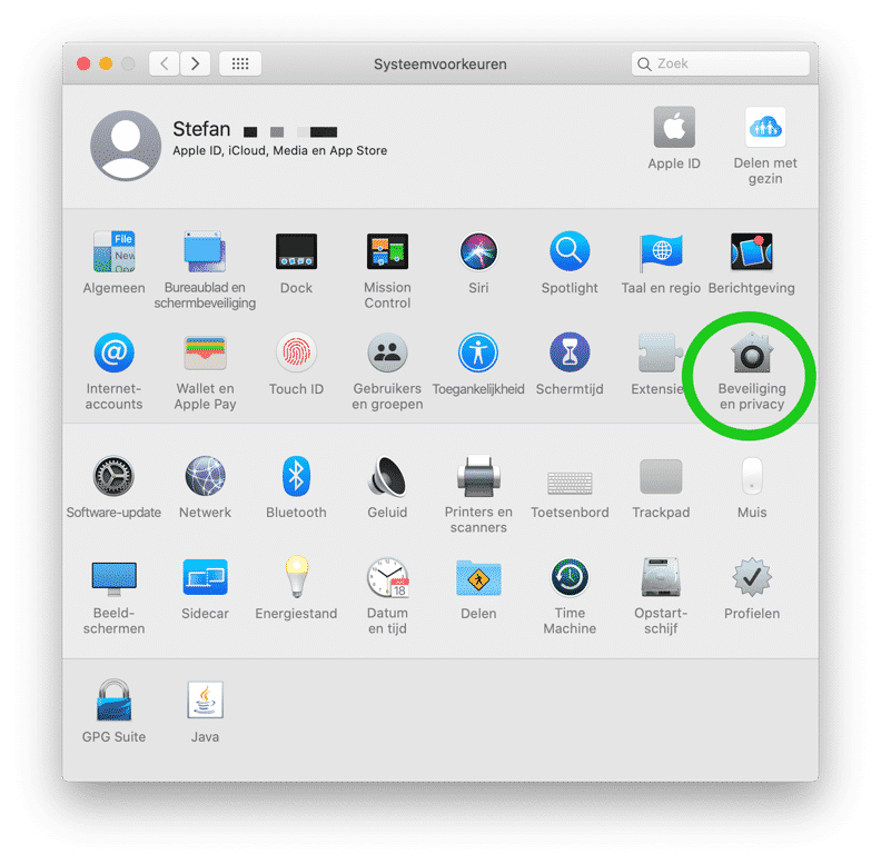 beveiliging en privacy instellingen mac