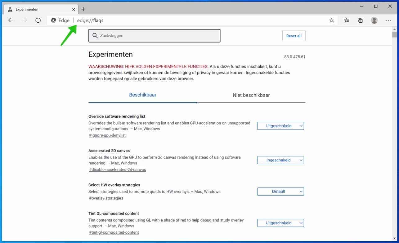 chromium edge experimental features