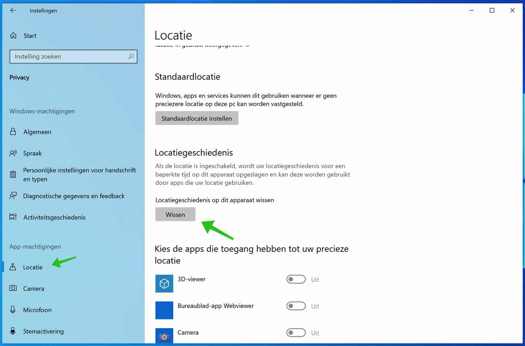 locatiegeschiedenis cache wissen windows