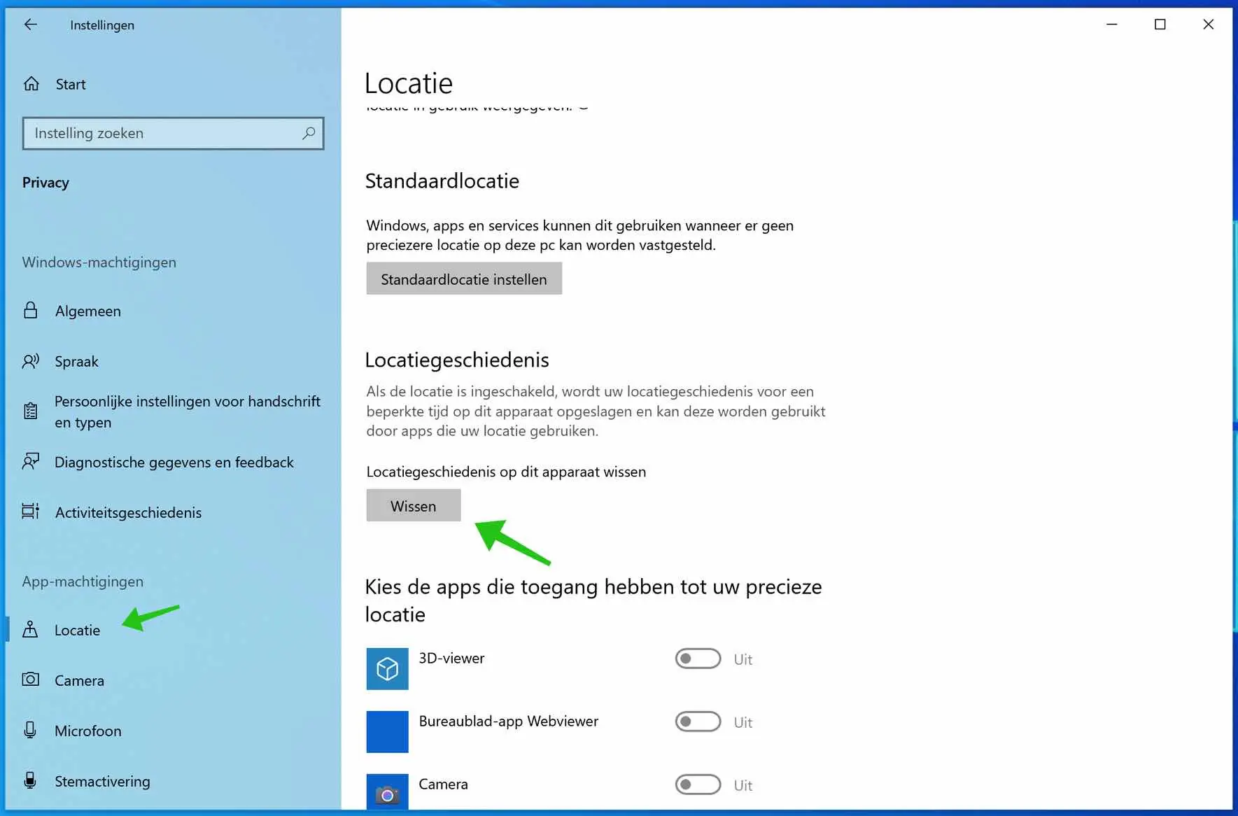 locatiegeschiedenis cache wissen windows