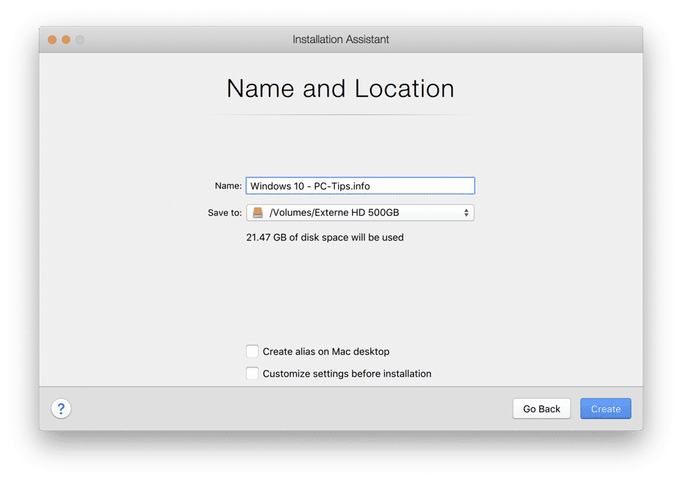 name and location of file parallels desktop