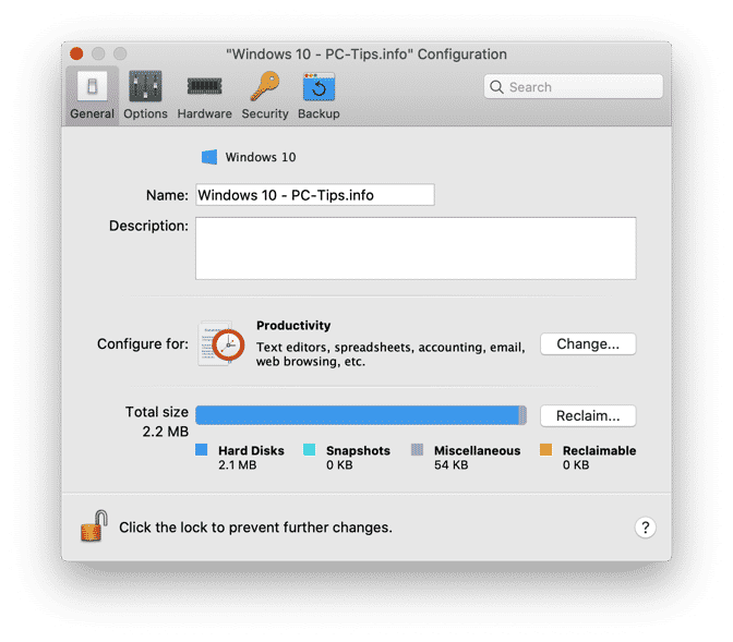 adjust parallels desktop configuration