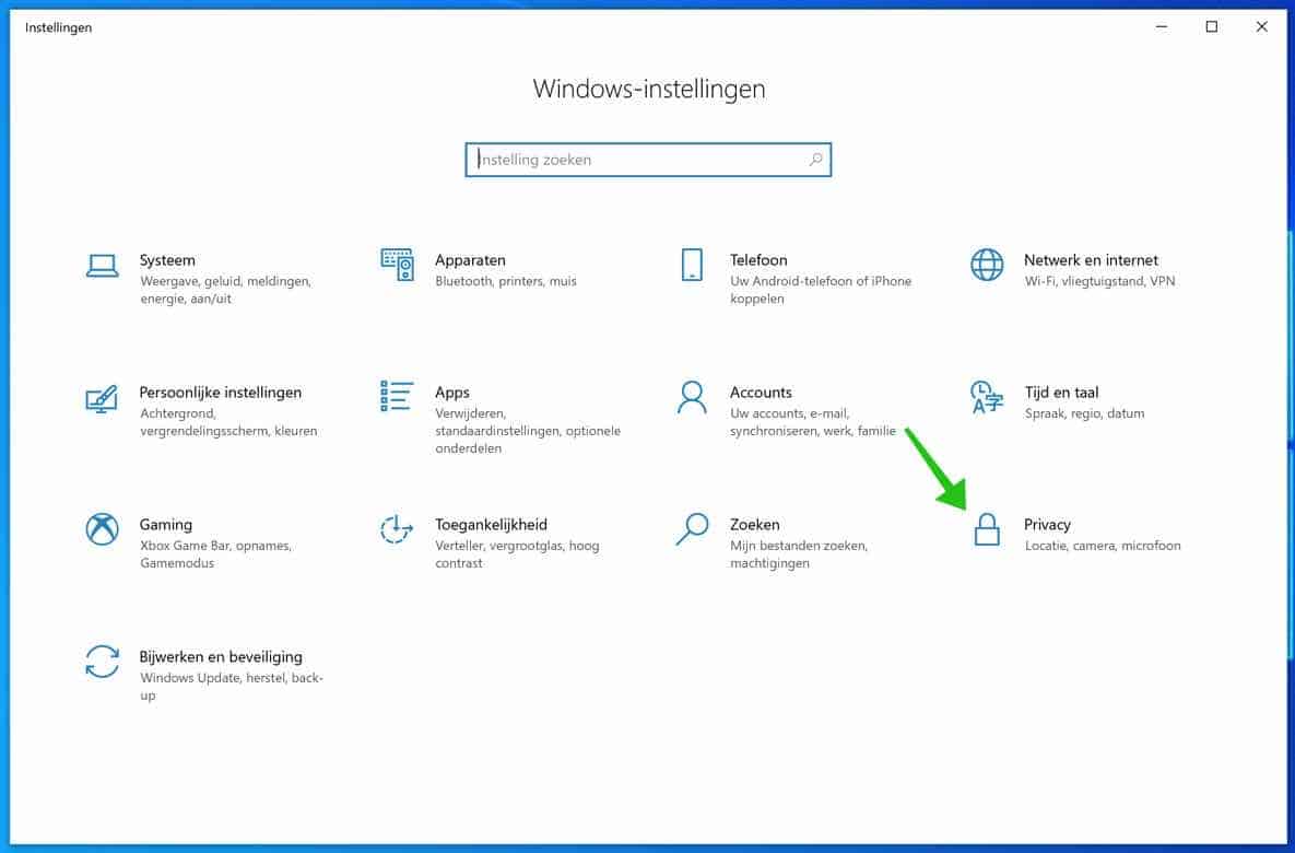 configuración de privacidad abrir ventanas