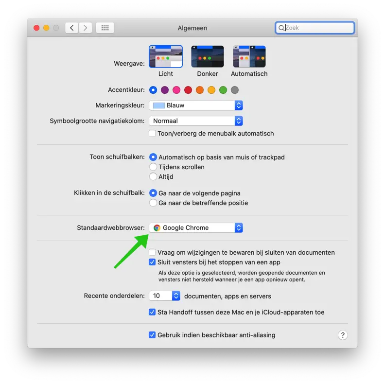 standaard browser wijzigen mac