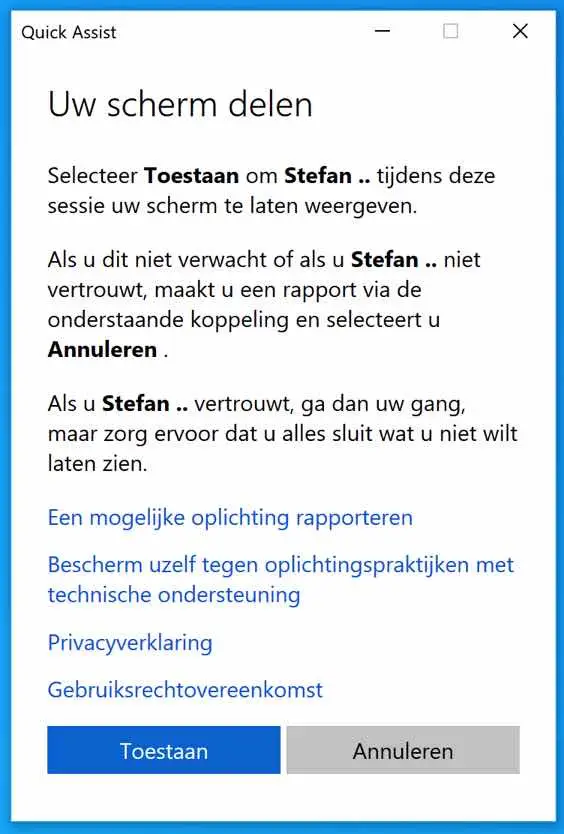 uw scherm delen opties
