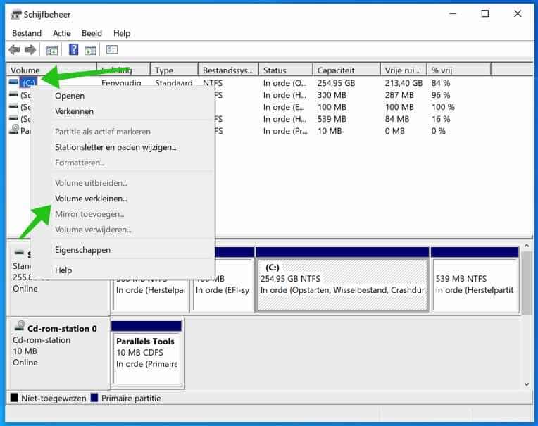 gestion des disques de réduction du volume