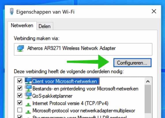 wifi adapter configureren