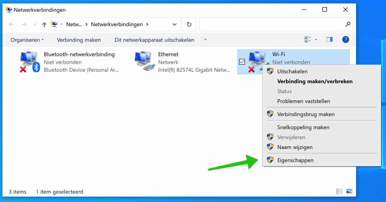 wifi adapter eigenschappen