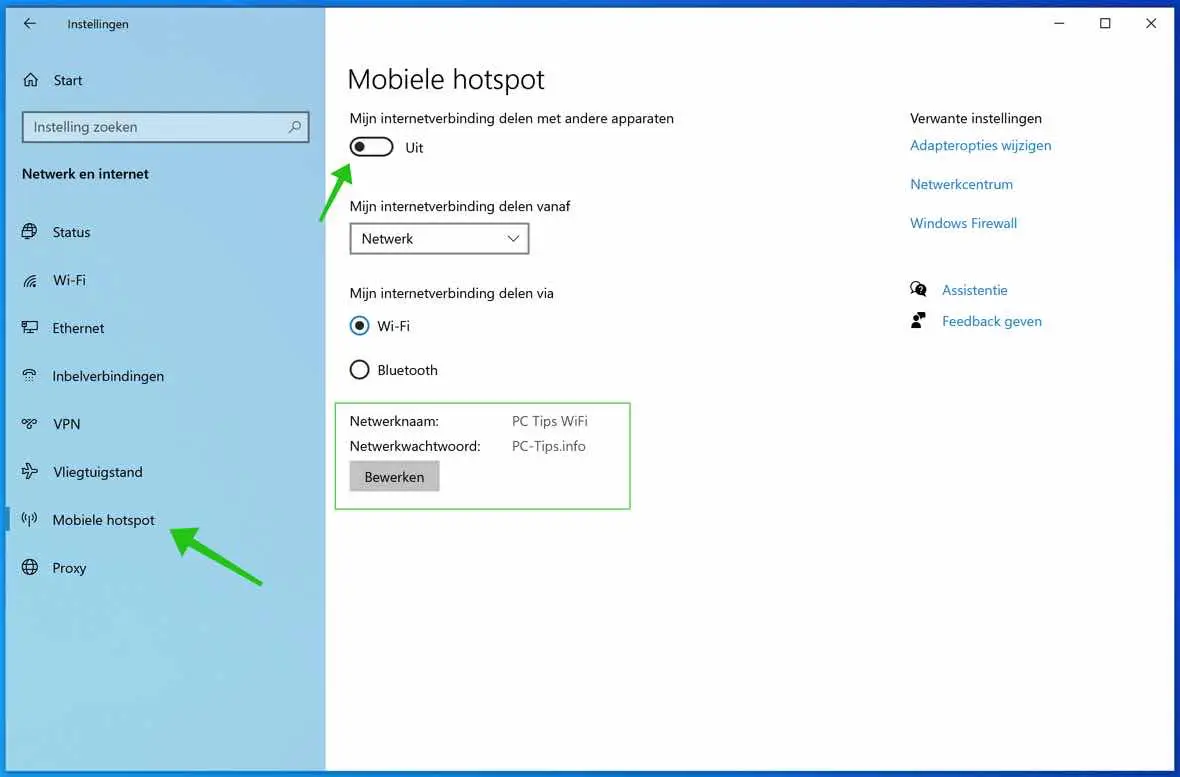 windows 10 hotspot aanmaken