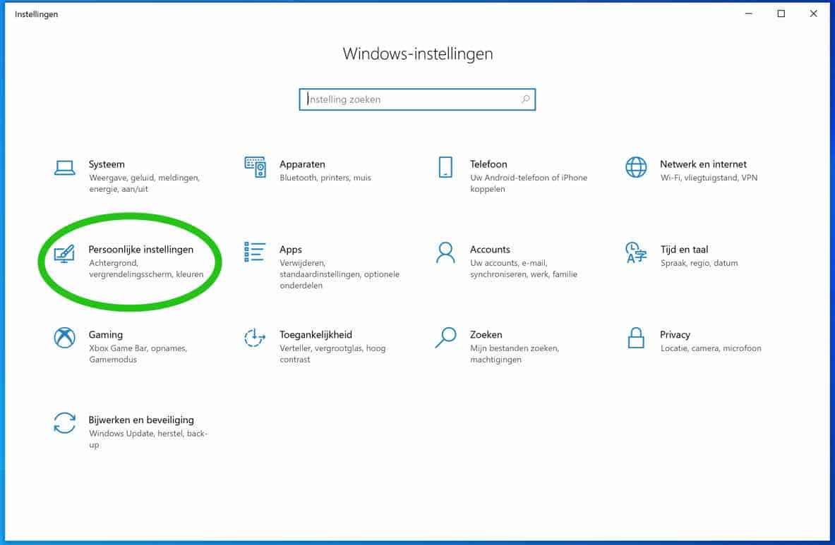 windows 10 personal settings