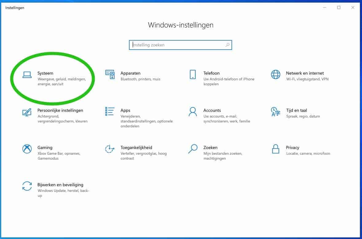 configurações do sistema windows 10