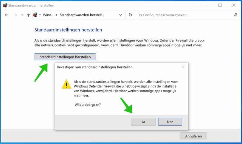 windows firewall reset