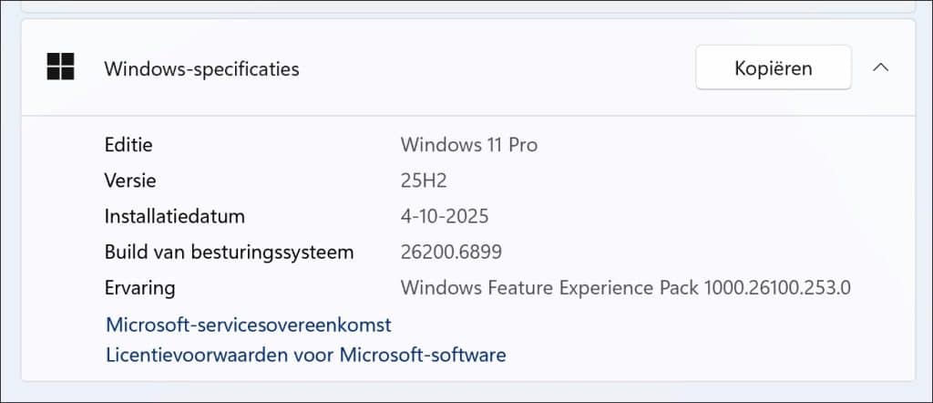 windows specificaties