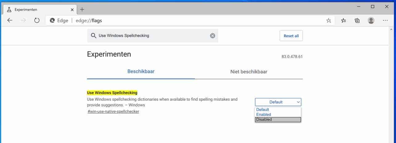 windows spellingscontrole toevoegen in edge