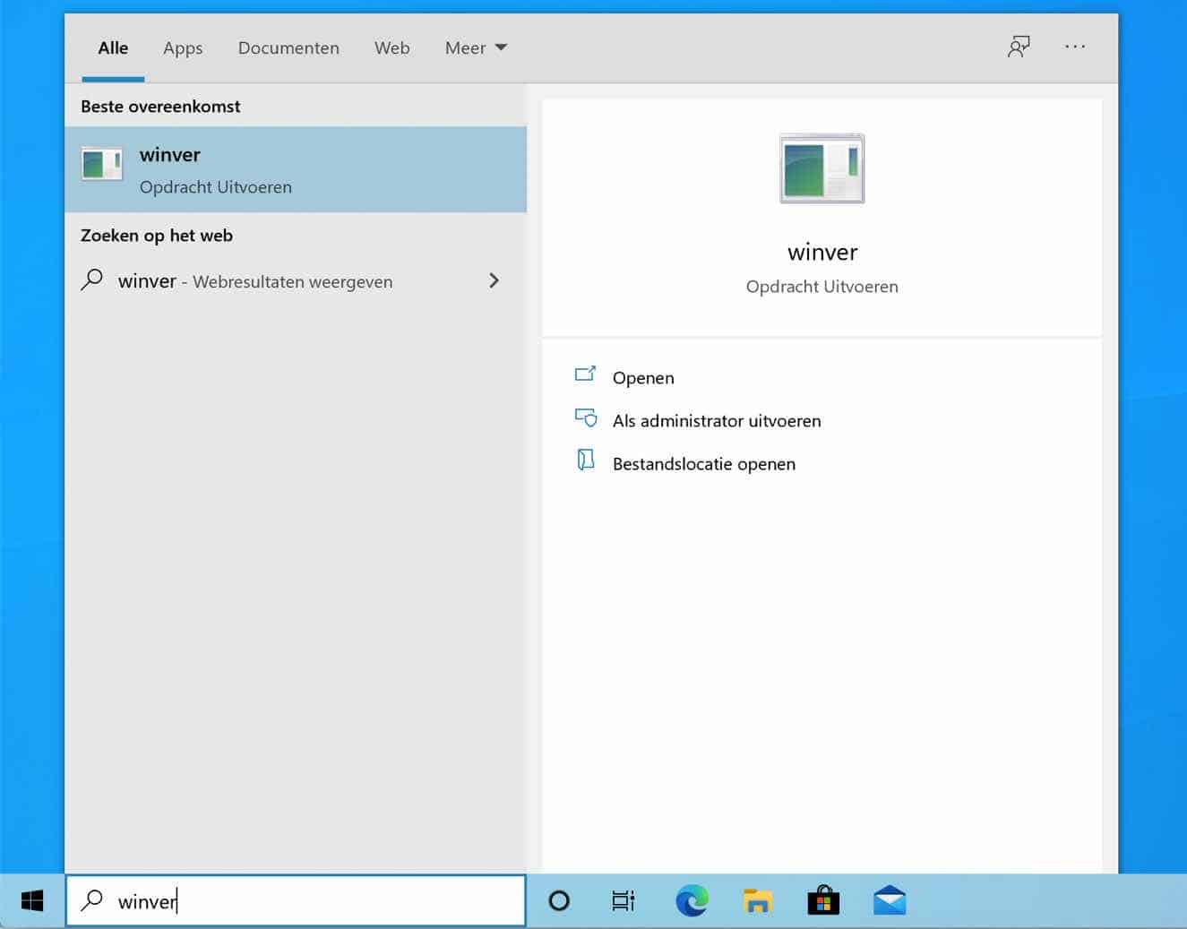 winver openen windows 10