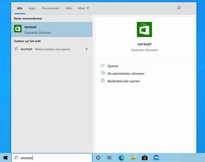 wsreset – Microsoft Store-Cache wiederherstellen