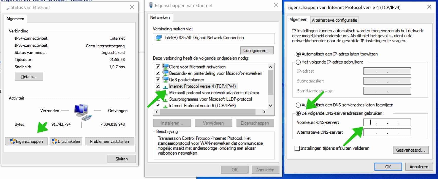 domein dns server instellen