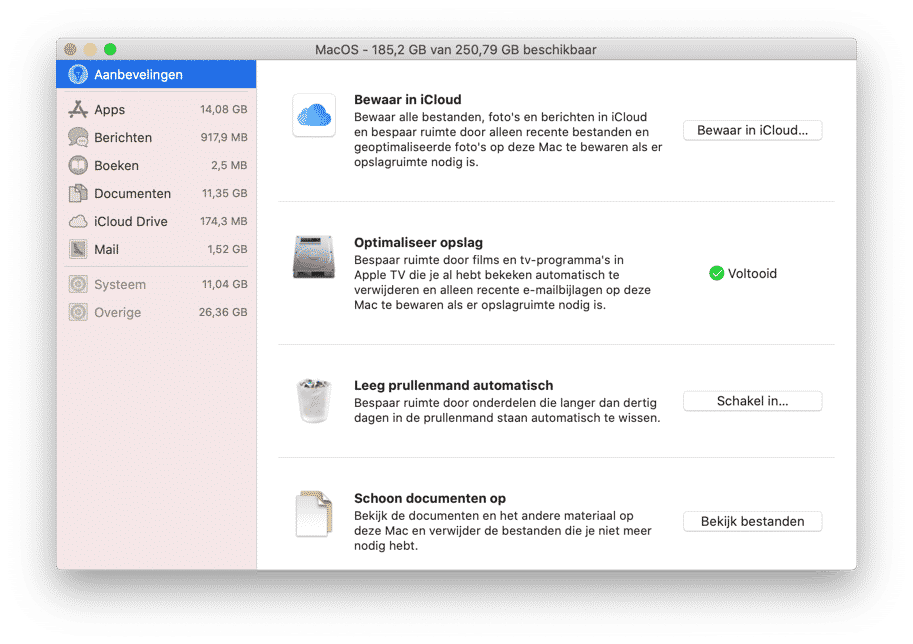 mac recommendations optimize storage