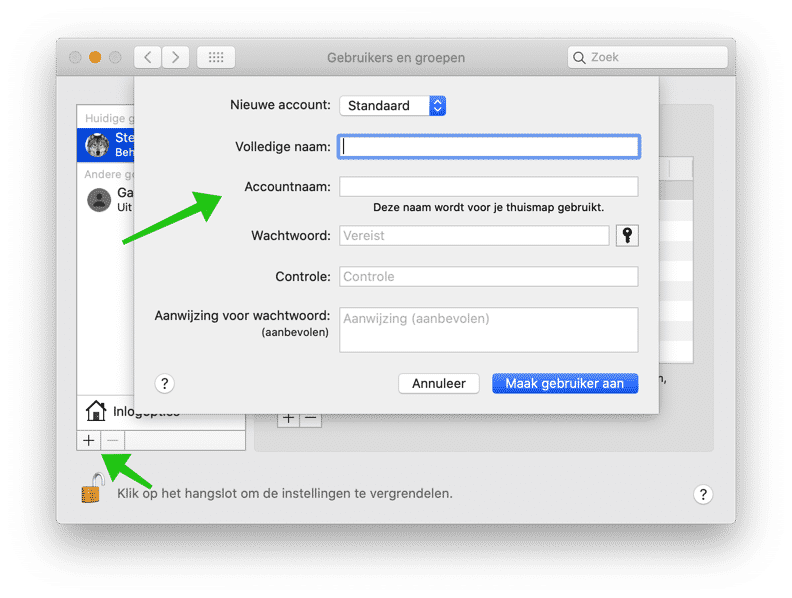 create new user account mac