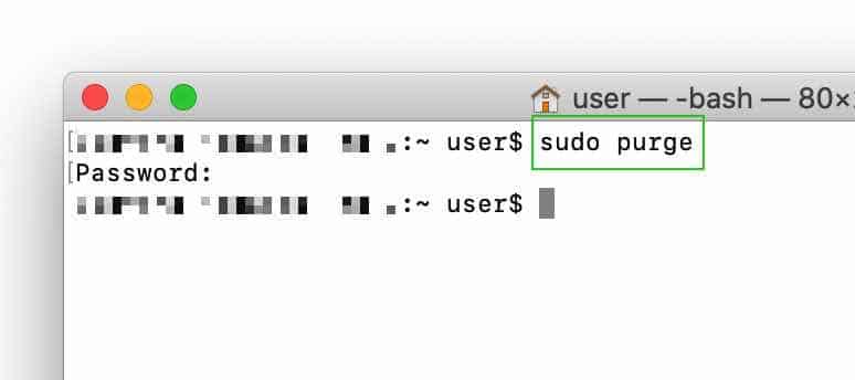 sudo purge free up ram mac