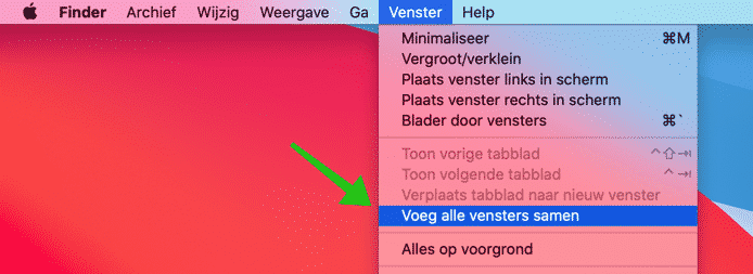 voeg alle vensters samen mac