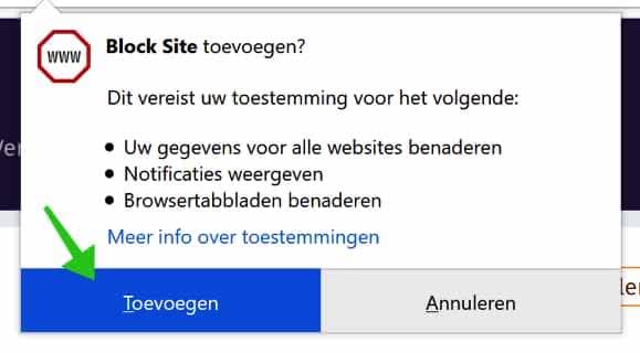 Block site addon installeren