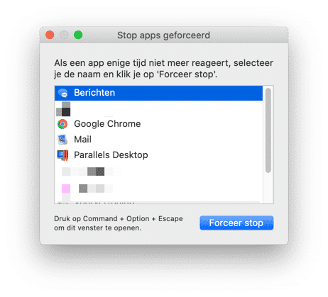 Stop apps geforceerd mac