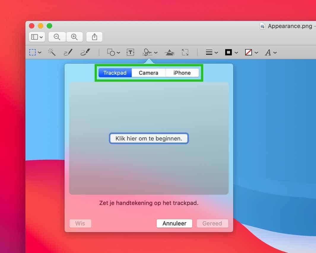 handtekening aanmaken op Mac