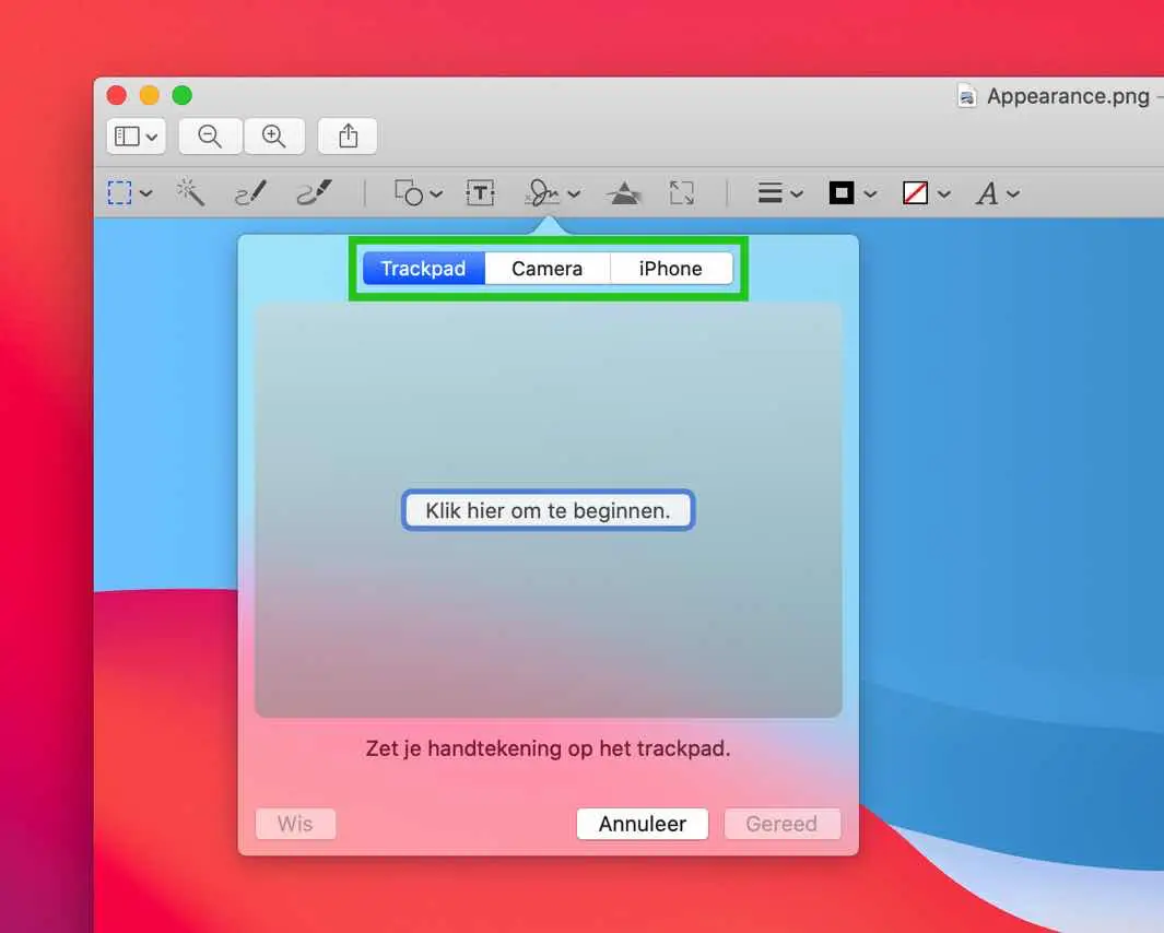 handtekening aanmaken op Mac