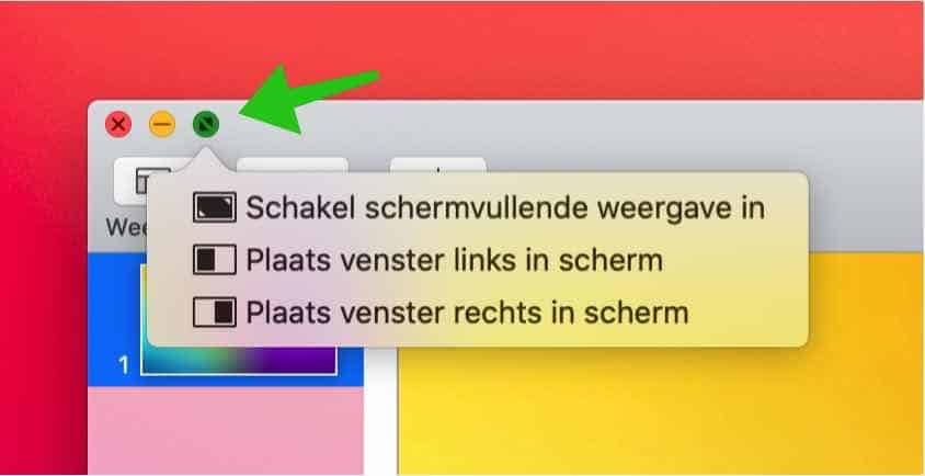 scherm verplaatsen naar links of rechts mac