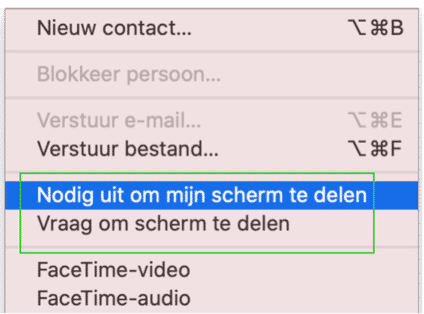 schermdeling via berichten mac