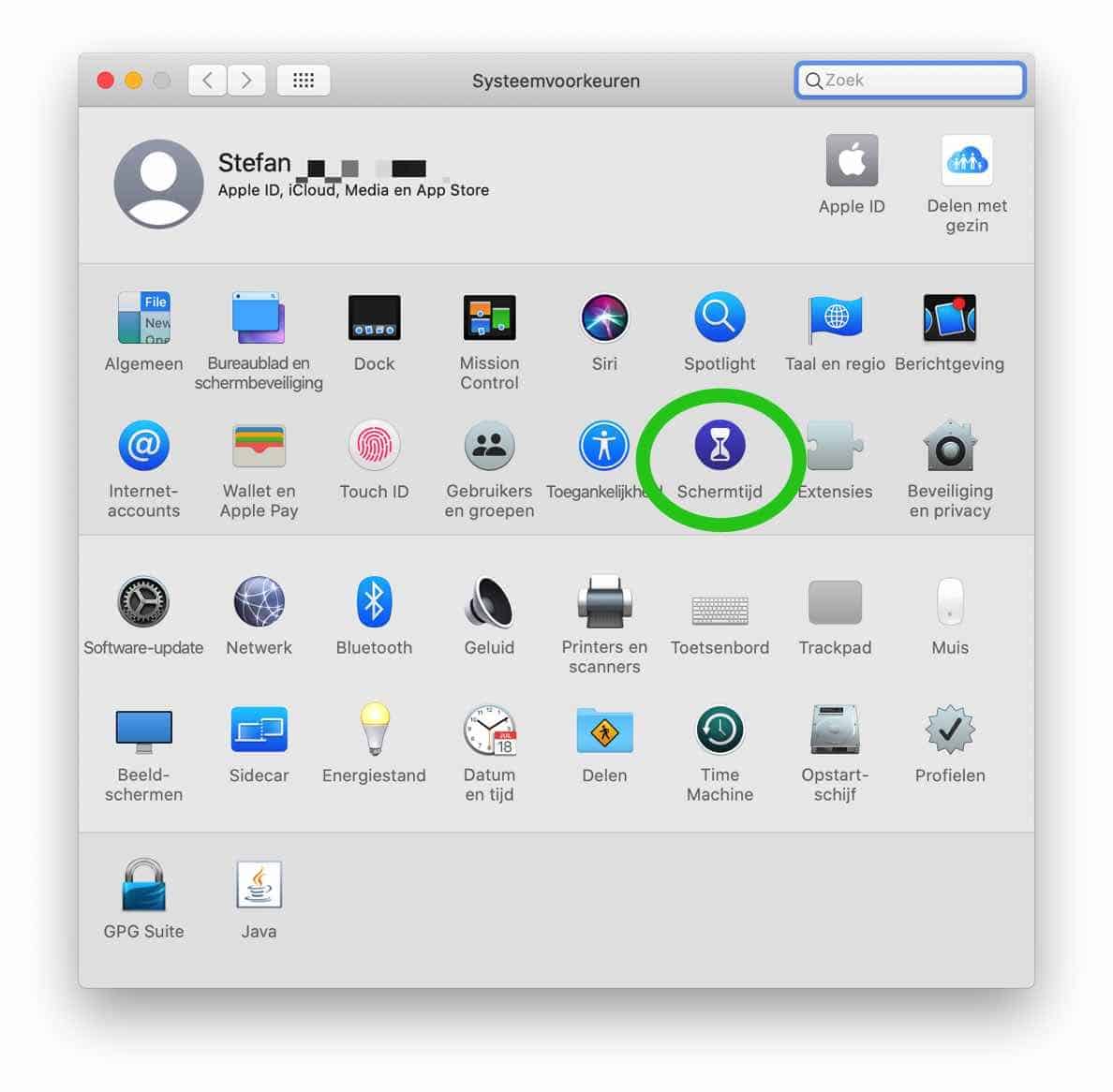 configuración de tiempo de pantalla mac