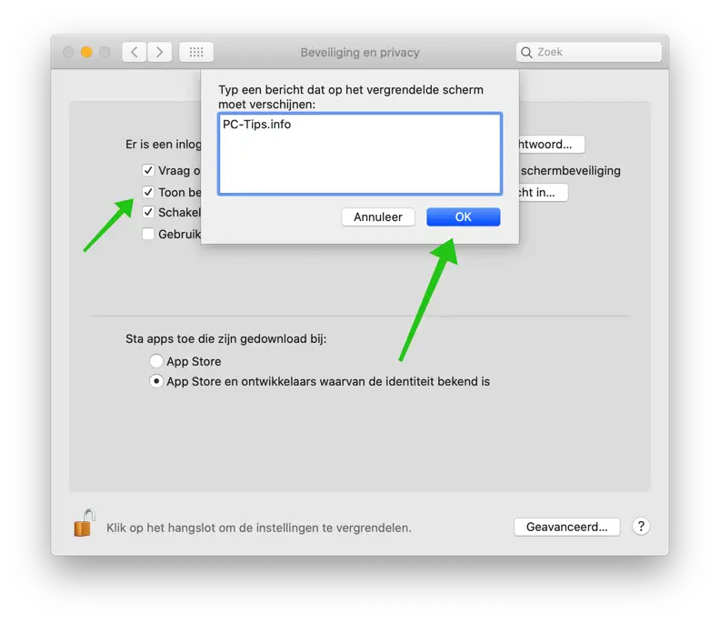 vergrendelingsbericht mac