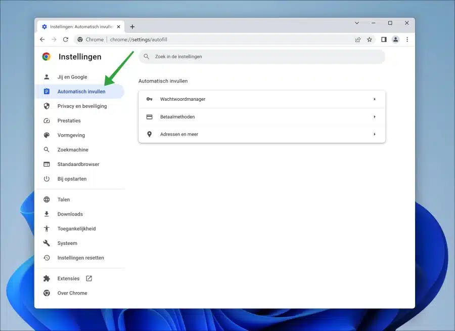 Automatisch invullen