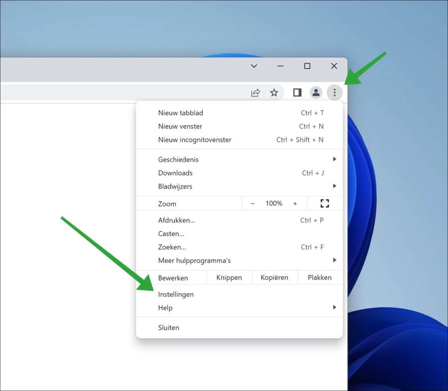Google Chrome instellingen