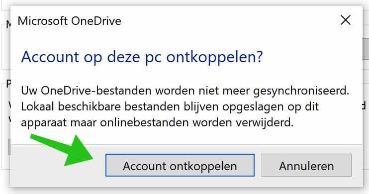 Verknüpfung mit dem OneDrive-Konto aufheben