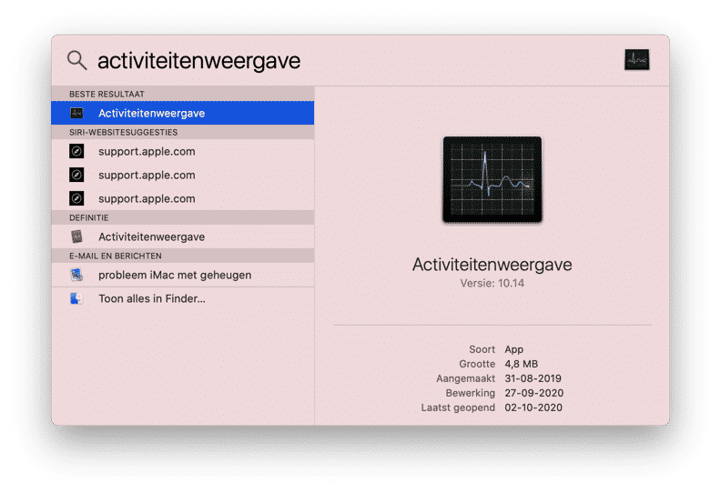 activiteitenweergave openen in mac