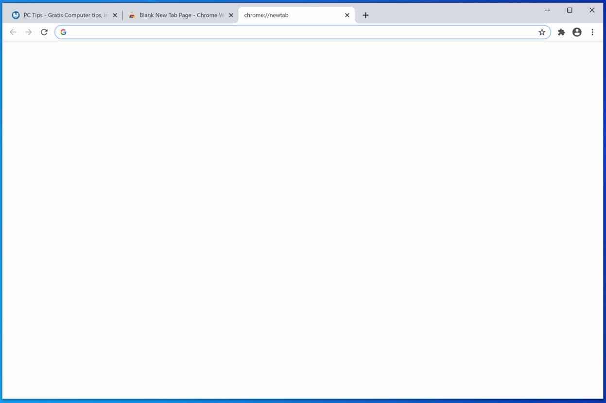 blank tab set google chrome