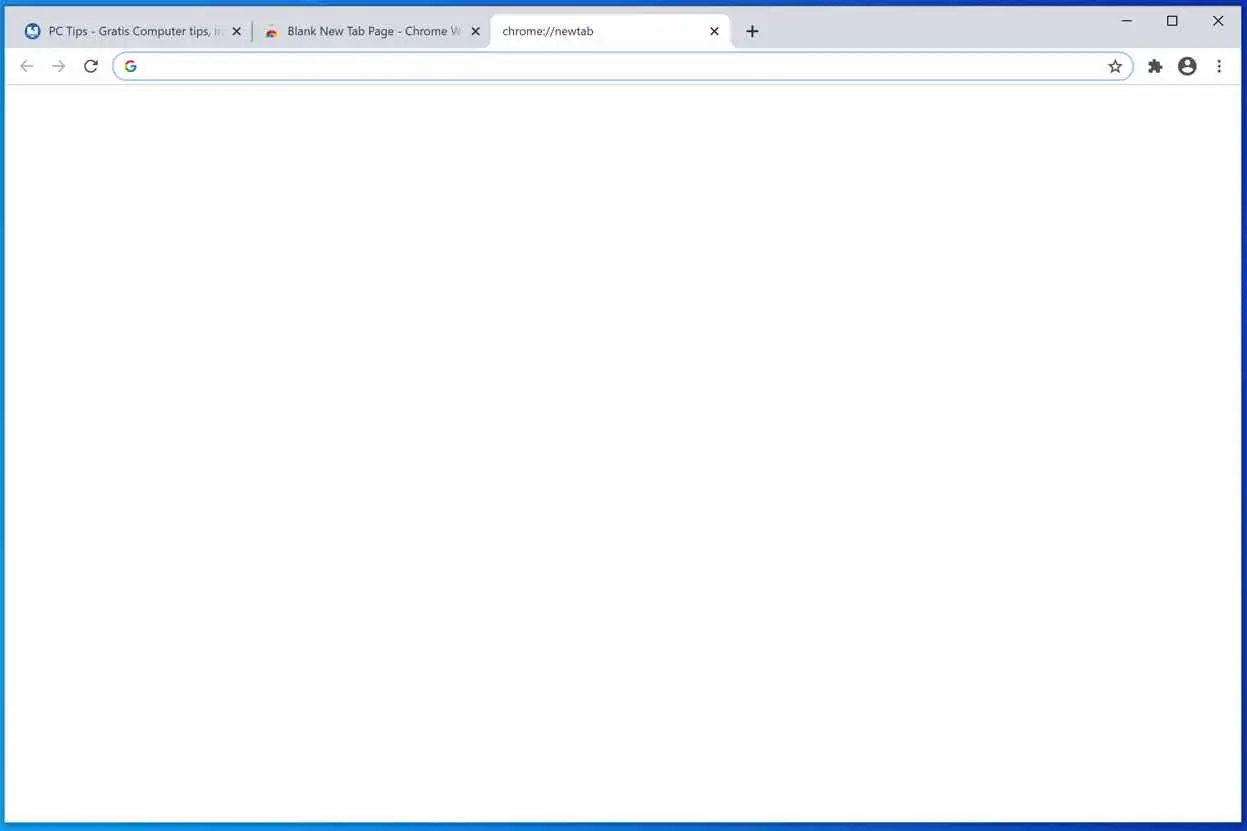 blank tabblad instellen google chrome
